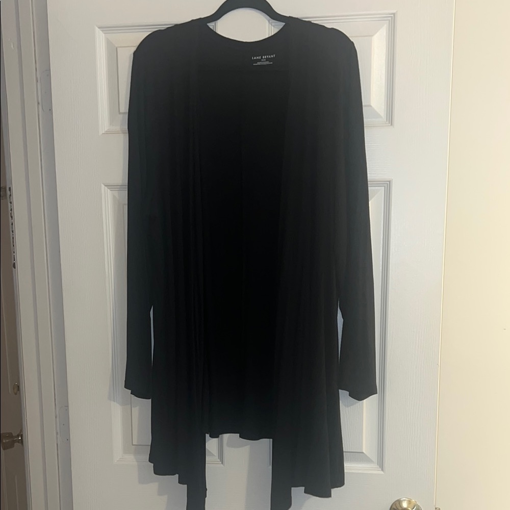 Lane Bryant Black Draped Open Front Asymmetrical Cardigan Size 18/20